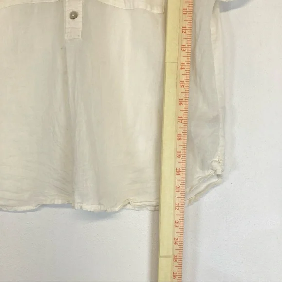Faherty Shirt Womens Ivory Organic Cotton Popover Short Sleeve Pockets - Picture 5 of 13